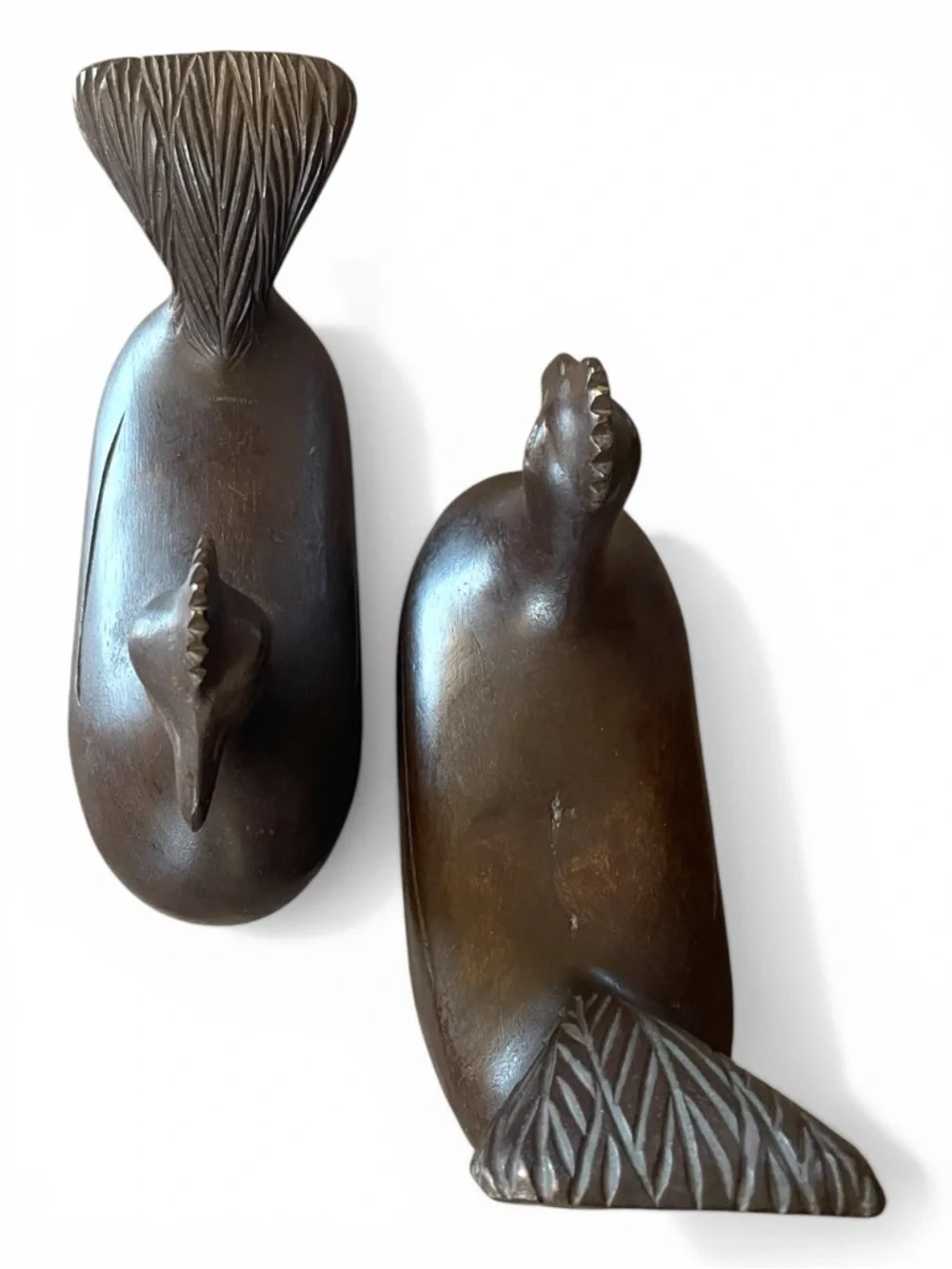 Pair of hand carved wooden chicken boxes, vintage 1970’s